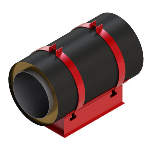 Опора скользящая хомутовая для труб в ППУ изоляции и оцинкованной оболочке 820х1000х1300 мм ГОСТ 30732-2006